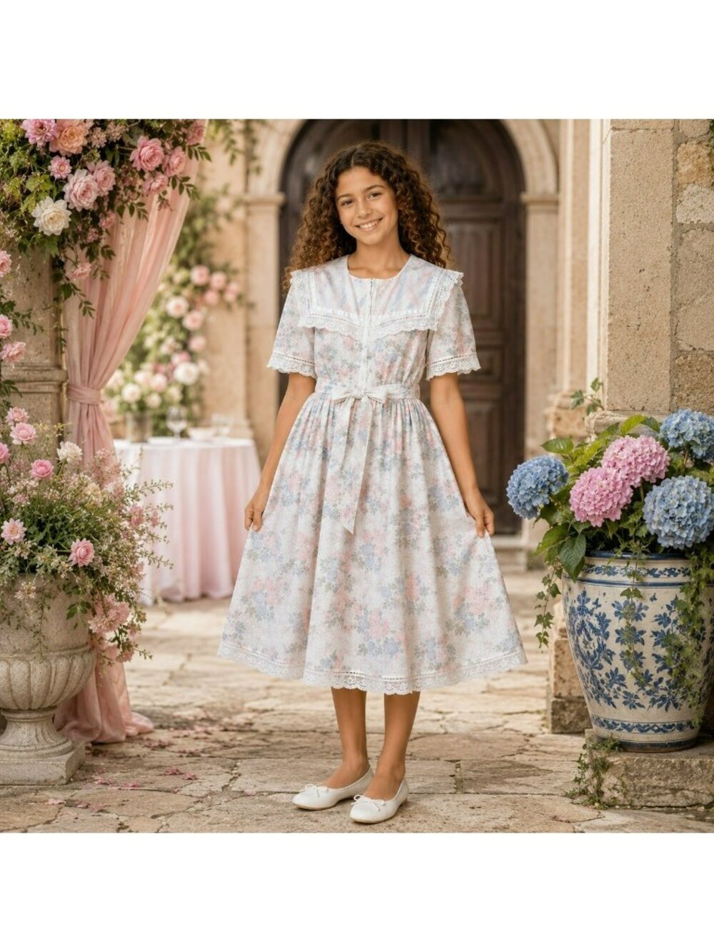 Gunne Sax Jessica McClintock Floral Lace Prairie Dress Size 12 Vintage Cottageco